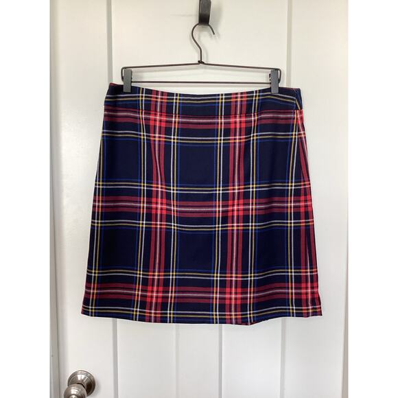 Talbots size 12 tartan A line holiday Christmas blue plaid wool blend lined - Picture 3 of 12